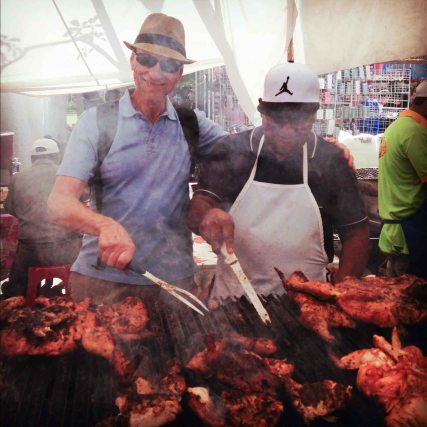 Henry "working" the grill.