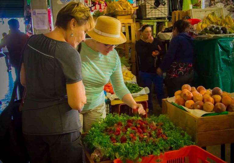 Molly and Jo picking delicious strawberries.