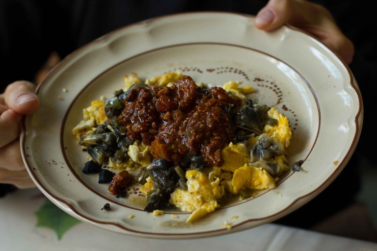 Henry's dish of scrambled eggs, pork and huitlacoche was very delicious as well.