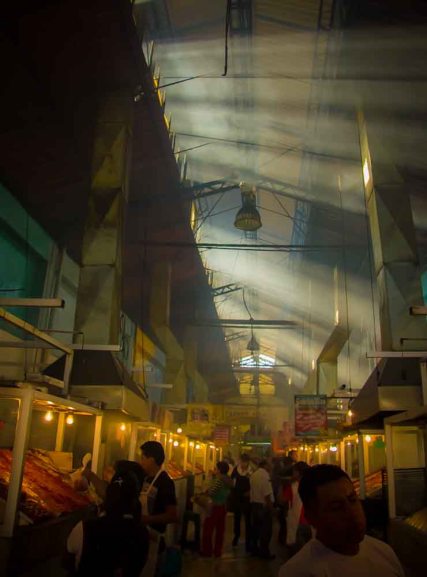 Not hard to wonder why this is dubbed the "smoky hall" at the Mercado 20 de Noviembre.