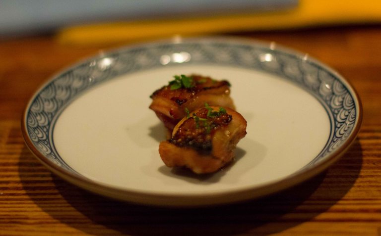 Thigh meat with it's crunchy skin attached. 