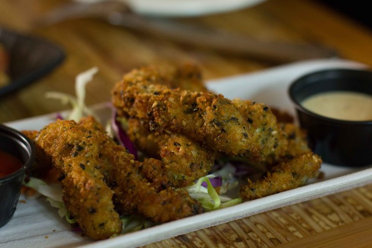Crispy furikake crusted calamari, Asian slaw