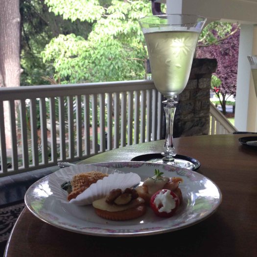 Even before I brought my bags to my room, I had a glass of wine poured and a plate full of treats to help me unwind on the porch.
