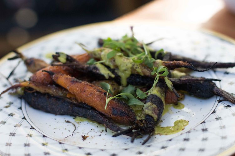 Earthy sweet roasted carrots were topped with a bright green sauce where the cilantro and garlic punched through.