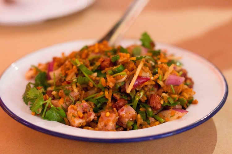 "NIght Market LA nam khao tod"