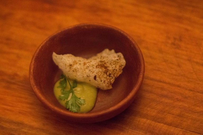 "El destilado oaxaca rice chicharron"