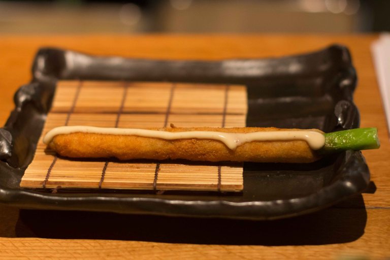 "Kushi Tanaka Kyoto asparagus kushikatsu"